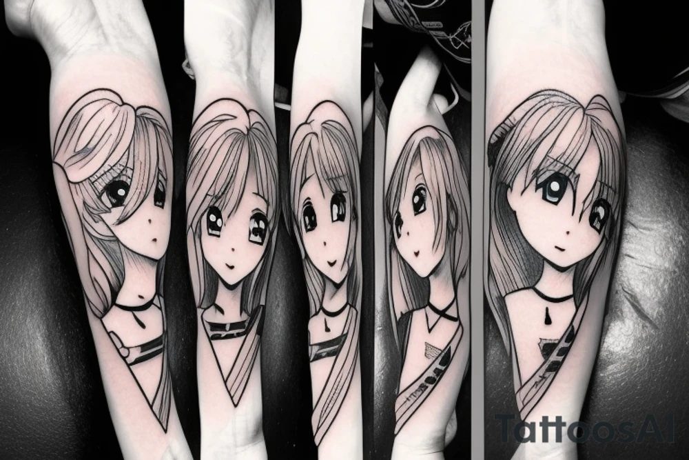 anime girl with knife tattoo idea