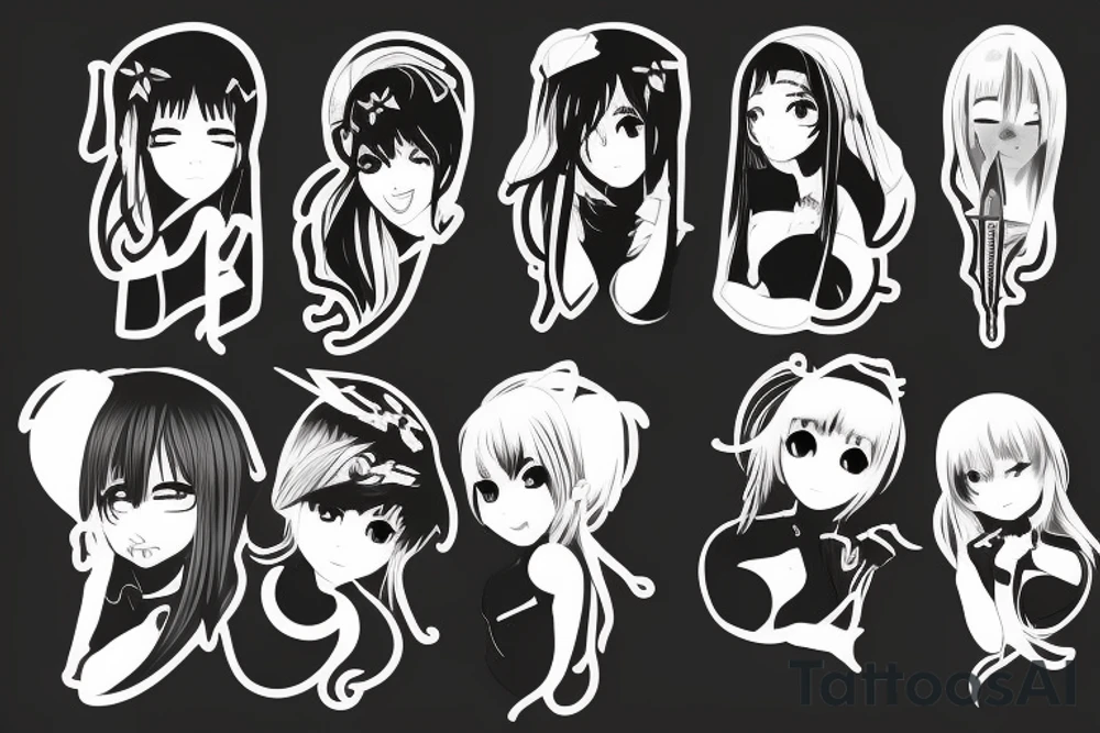 anime girl with knife tattoo idea