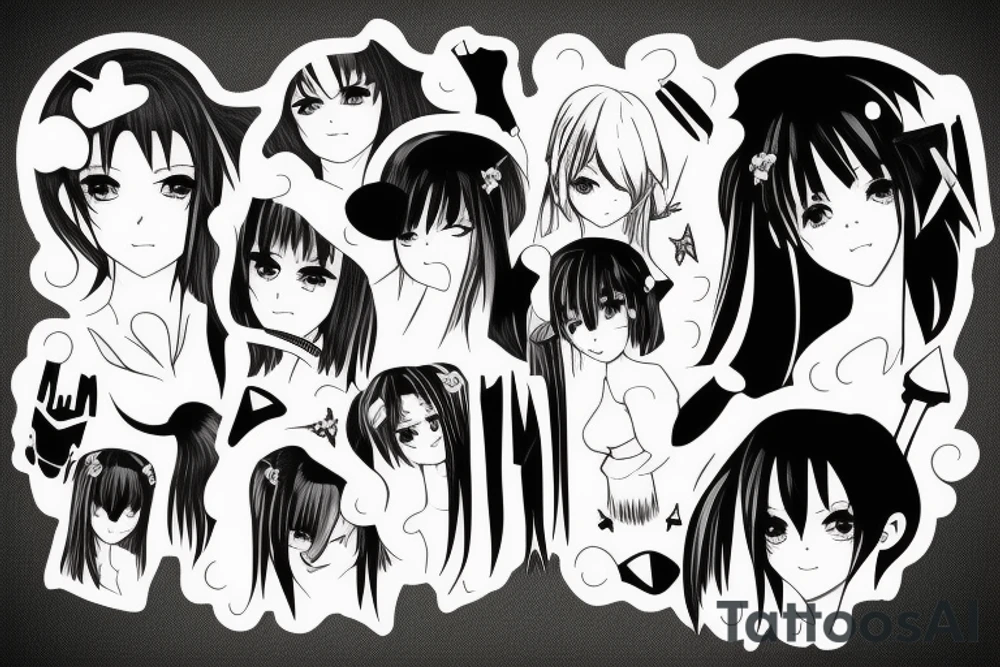 anime girl with knife tattoo idea