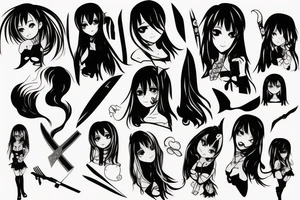 anime girl with knife tattoo idea