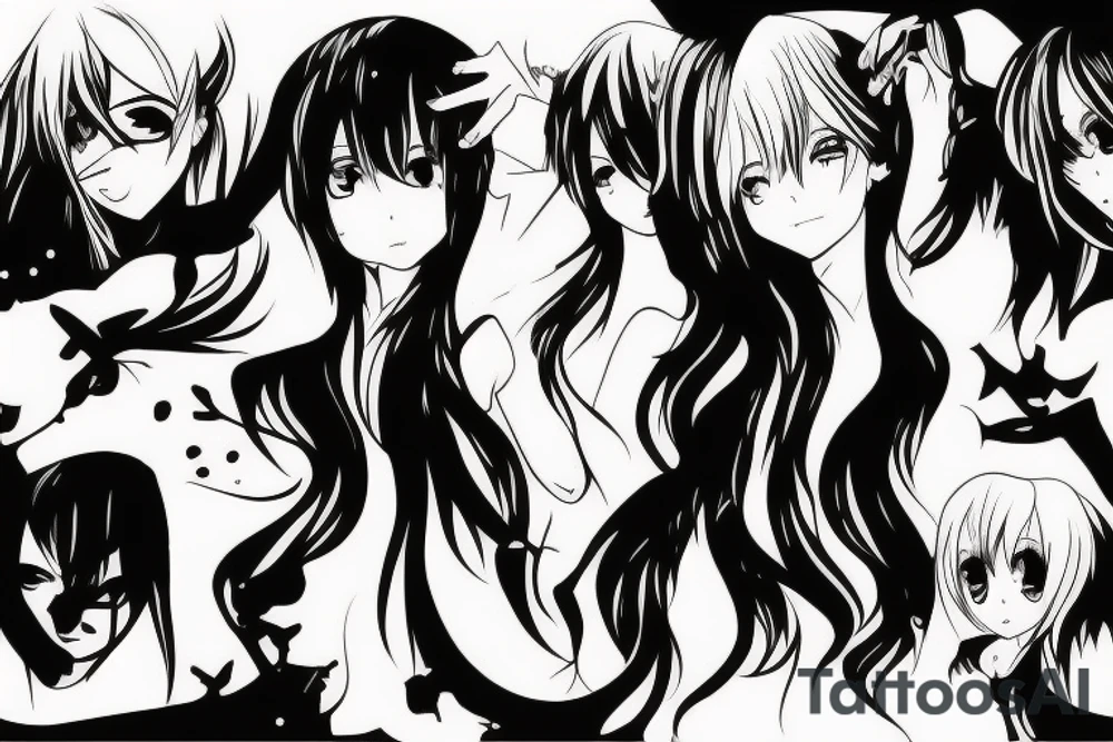 anime girl with blade tattoo idea