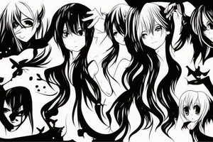 anime girl with blade tattoo idea