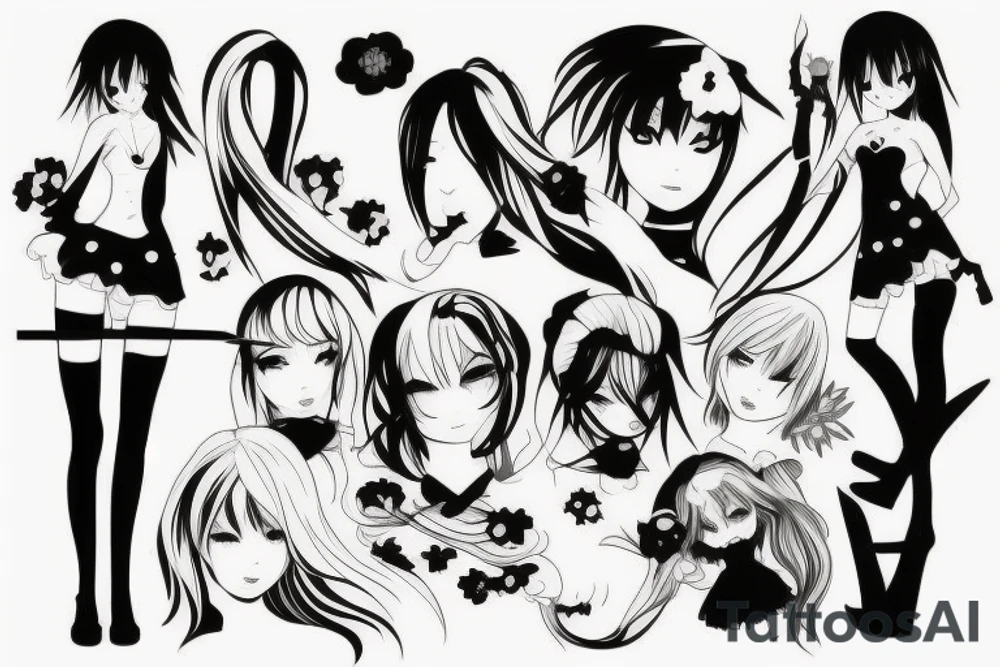 anime girl with blade tattoo idea