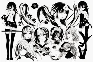 anime girl with blade tattoo idea
