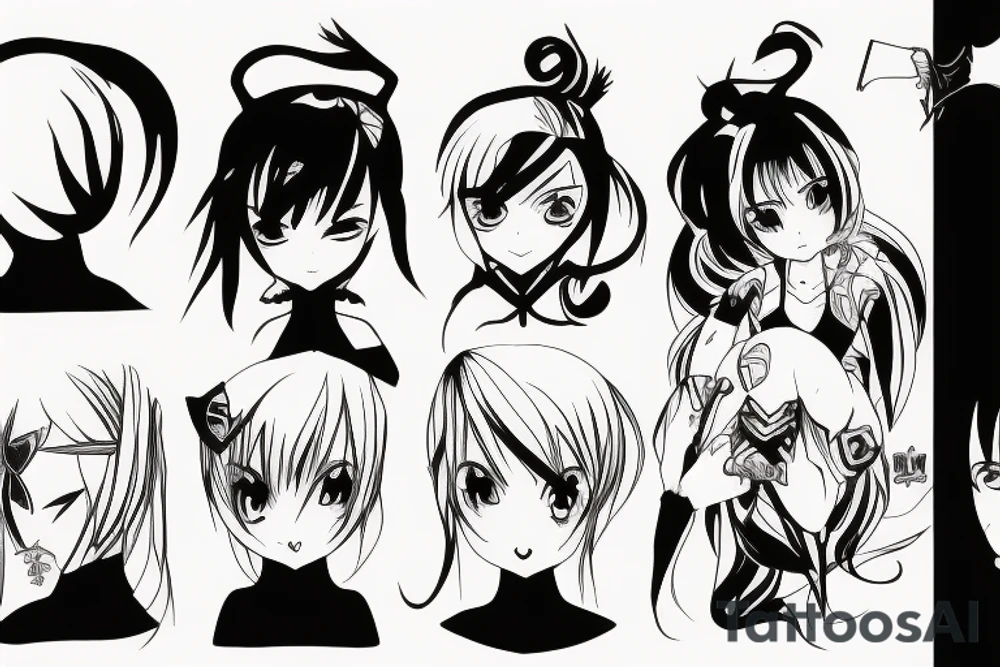 anime girl with blade tattoo idea