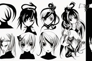 anime girl with blade tattoo idea