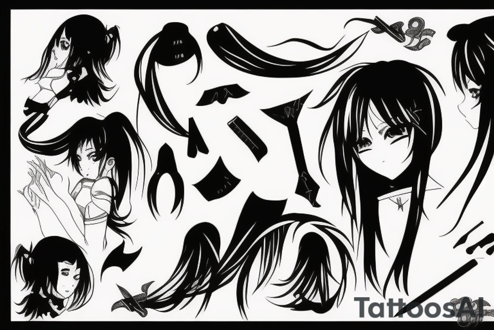 anime girl with blade tattoo idea