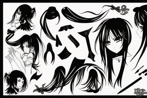 anime girl with blade tattoo idea
