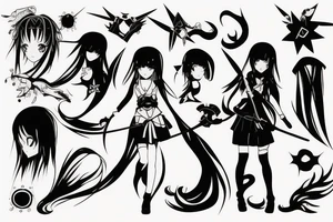 anime girl with blade tattoo idea