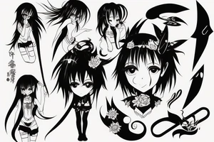 anime girl with blade tattoo idea