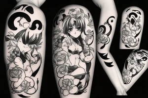 anime girl with blade tattoo idea