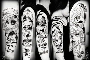 anime girl with blade tattoo idea