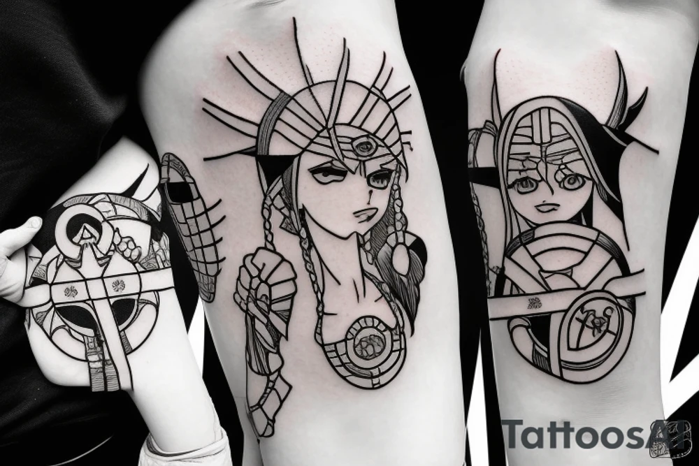 spartan anime girl tattoo idea