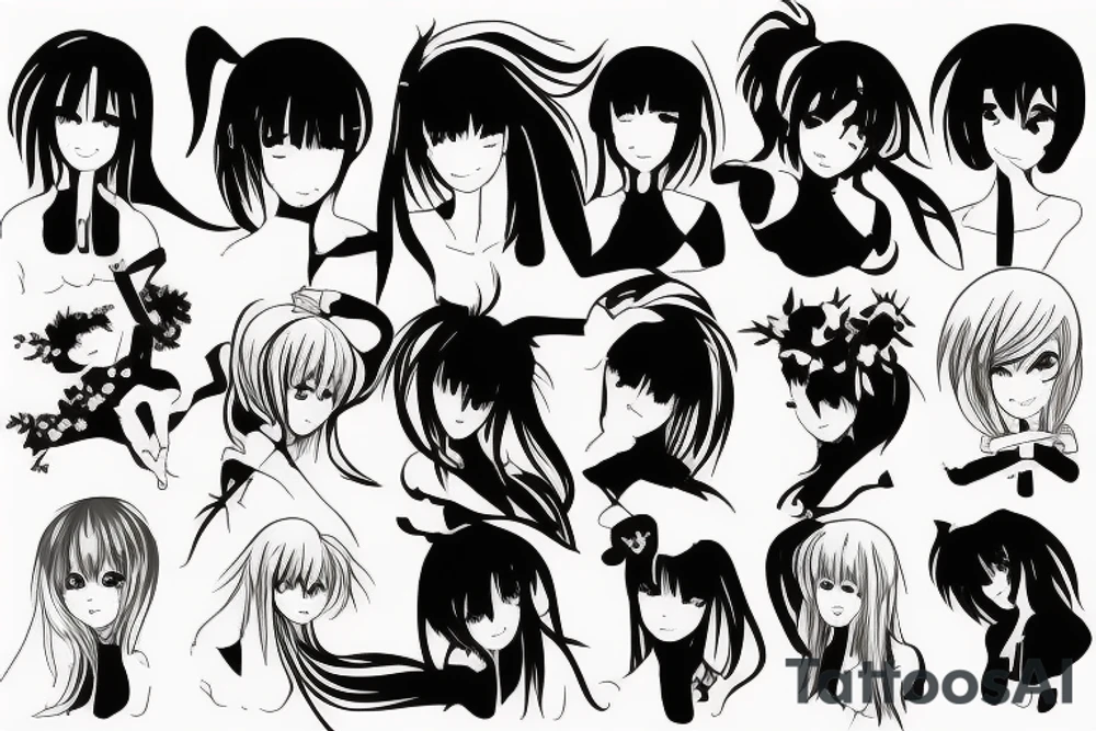 anime girl tattoo idea