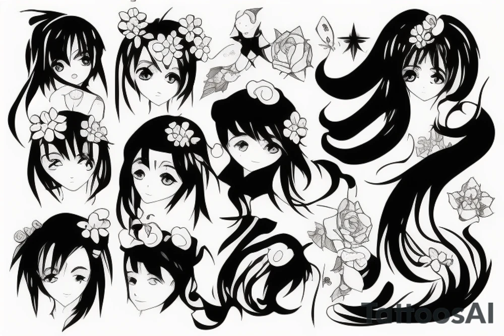anime girl tattoo idea