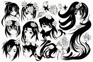 anime girl tattoo idea