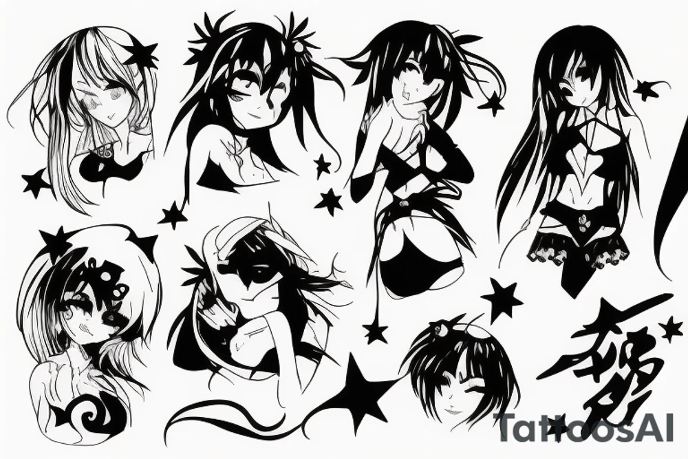 anime girl tattoo idea