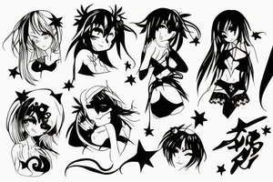 anime girl tattoo idea