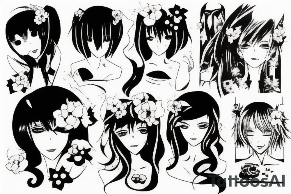 anime girl tattoo idea