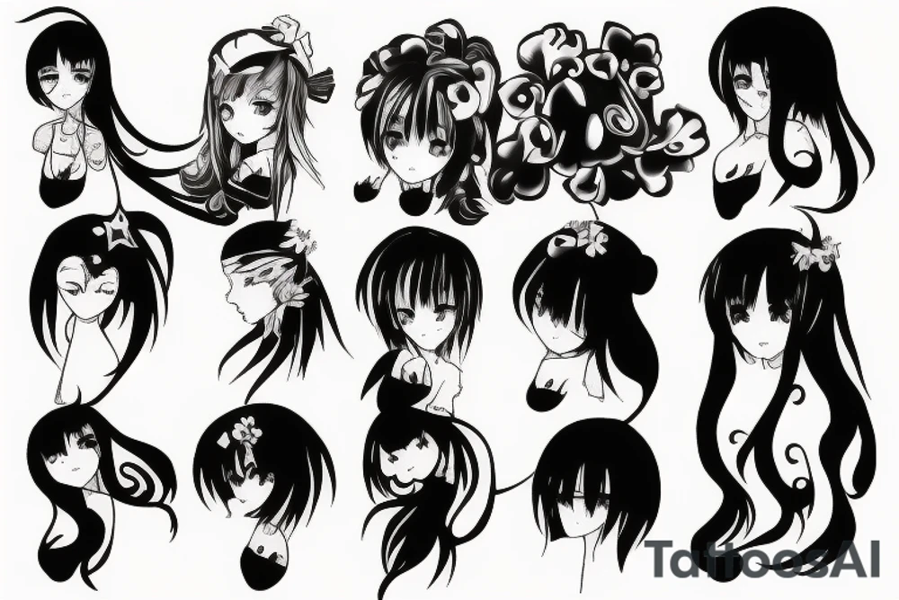 anime girl tattoo idea