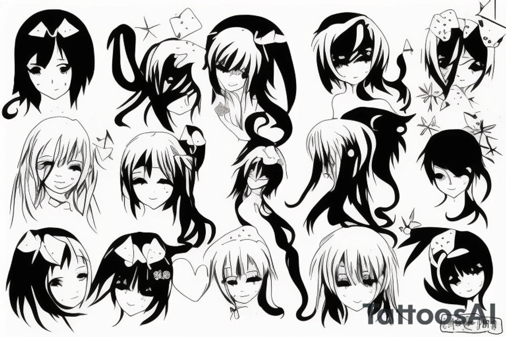 anime girl tattoo idea