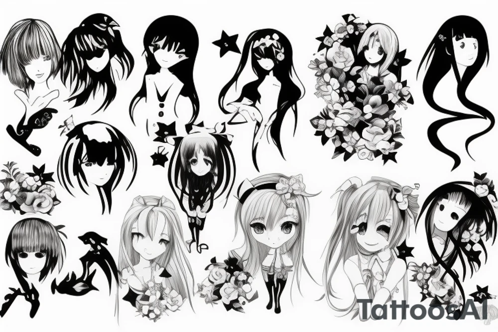 anime girl tattoo idea
