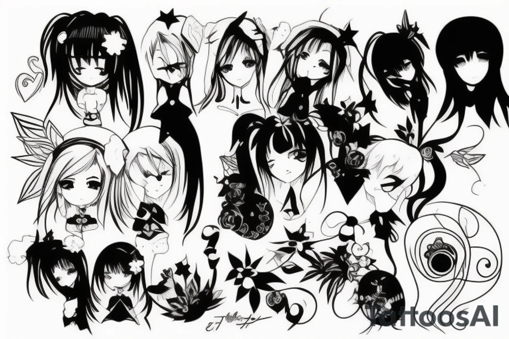 anime girl tattoo idea