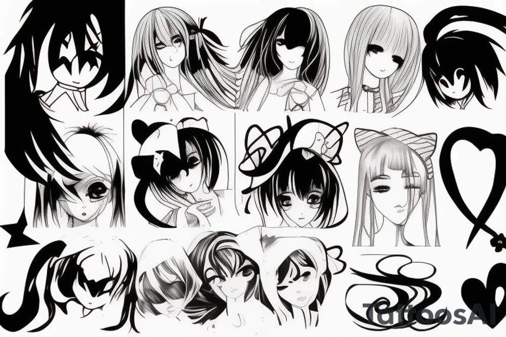 anime girl tattoo idea
