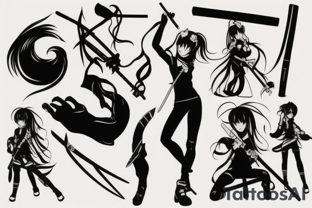 anime girl with katana tattoo idea