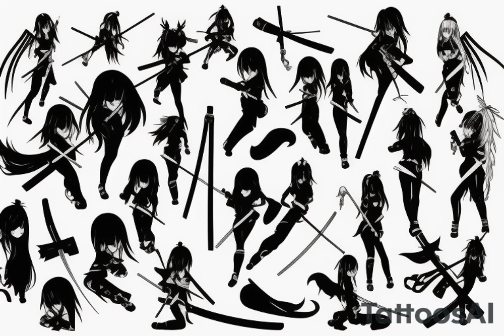 anime girl with katana tattoo idea
