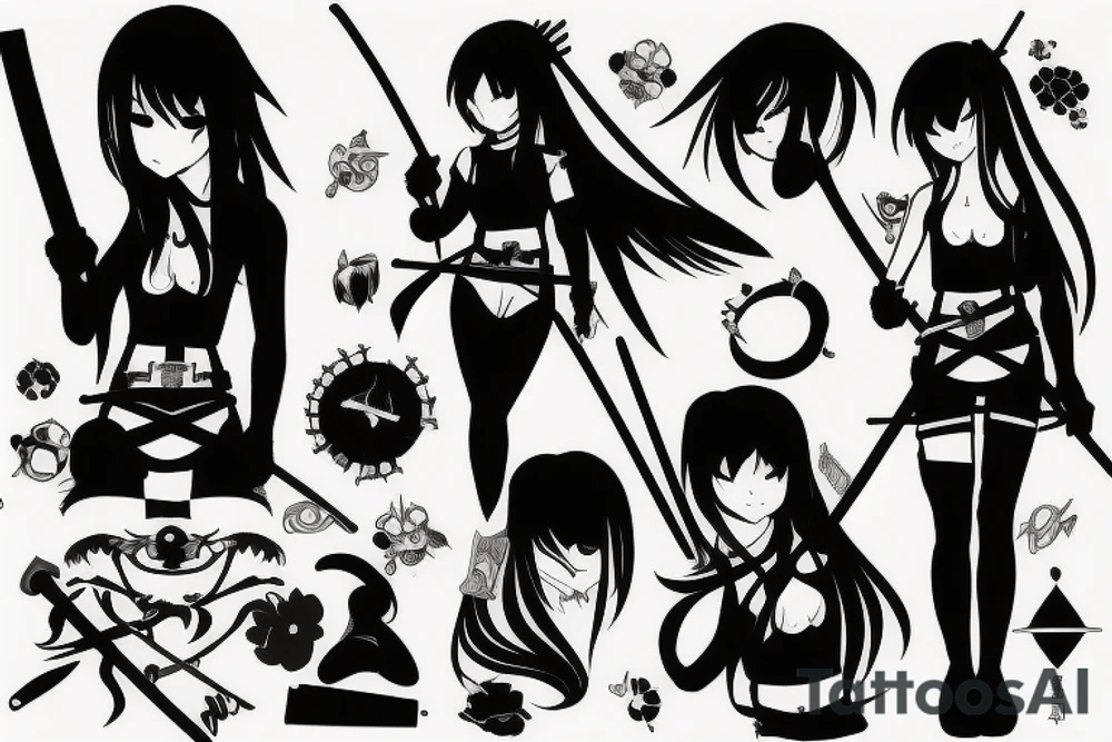 anime girl with katana tattoo idea