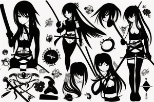 anime girl with katana tattoo idea