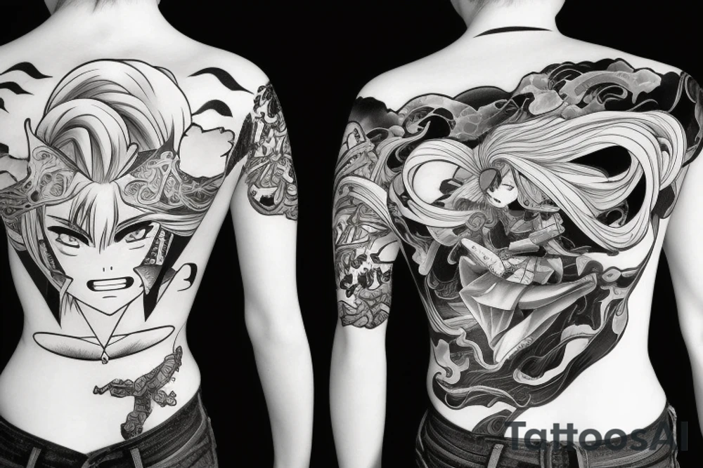 anime girl with katana tattoo idea