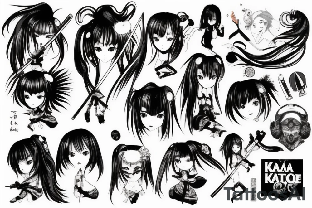 anime girl with katana tattoo idea