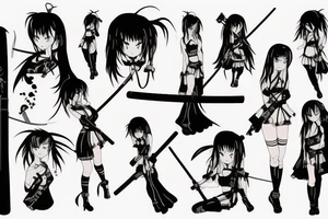 anime girl with katana tattoo idea