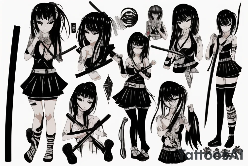 anime girl with katana tattoo idea