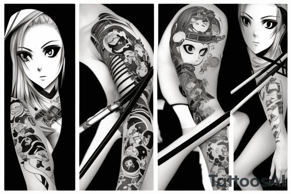 anime girl with katana tattoo idea