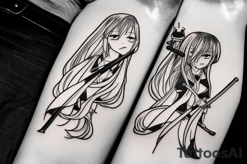 anime girl with katana tattoo idea