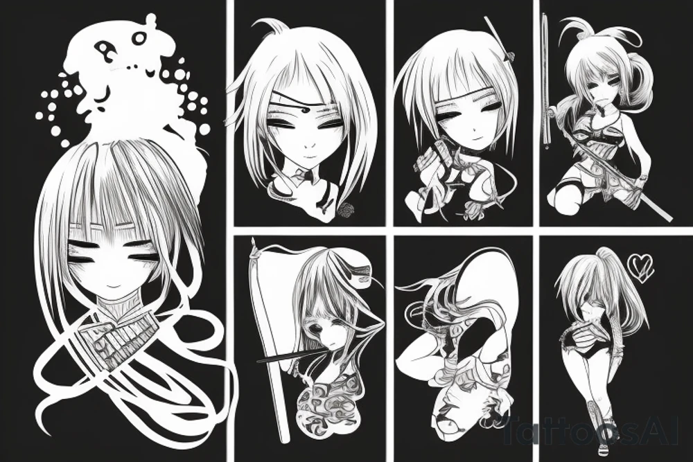 anime girl with katana tattoo idea