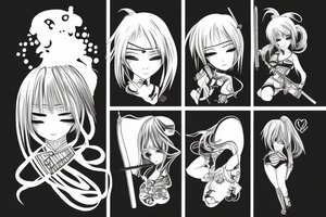 anime girl with katana tattoo idea