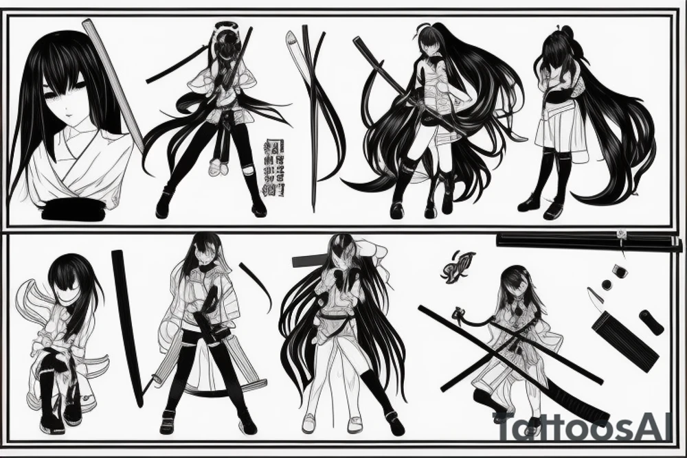 anime girl with katana tattoo idea
