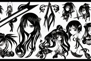 anime girl with sword in hand tattoo idea