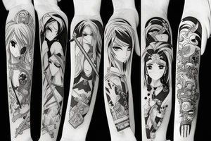 anime girl with sword in hand tattoo idea