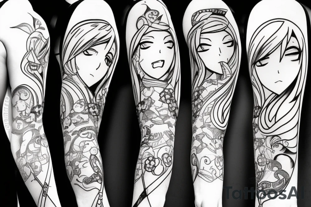 anime girl with sword in hand tattoo idea