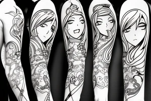 anime girl with sword in hand tattoo idea