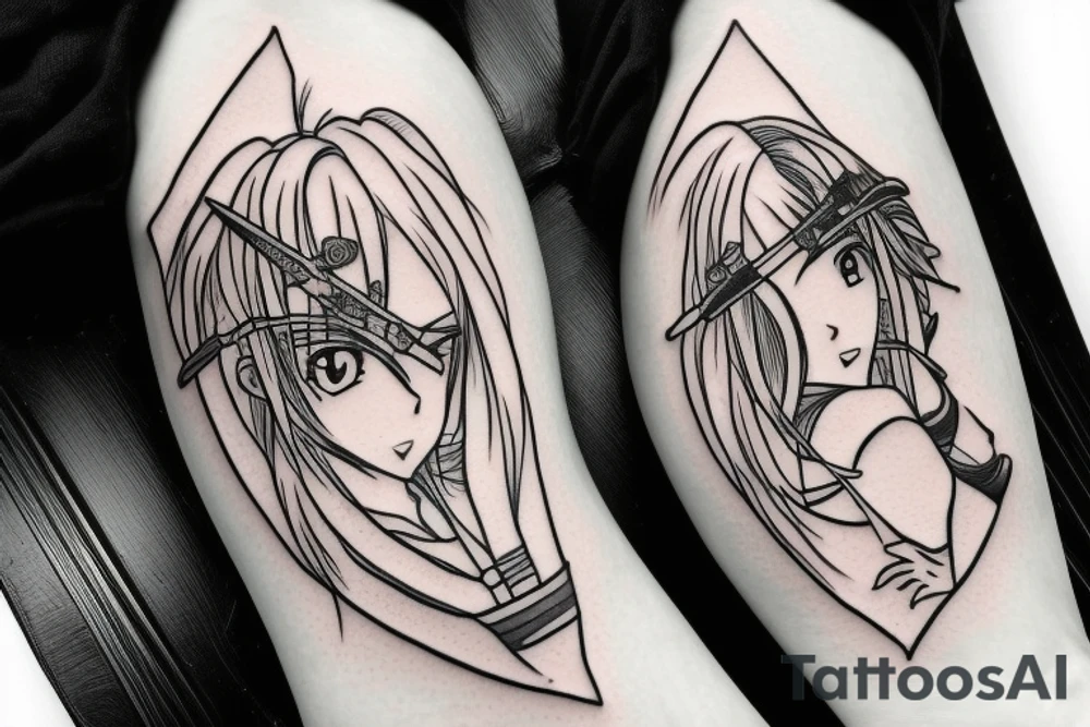 anime girl with sword in hand tattoo idea