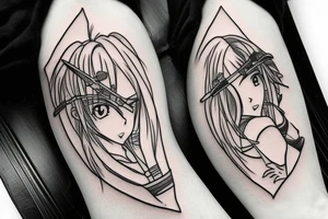 anime girl with sword in hand tattoo idea