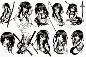 anime girl with sword in hand tattoo idea