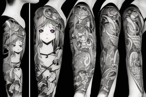 anime girl with sword in hand tattoo idea