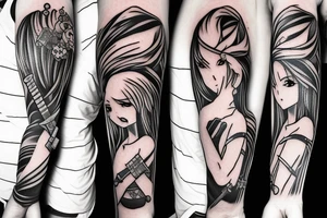 anime girl with sword in hand tattoo idea